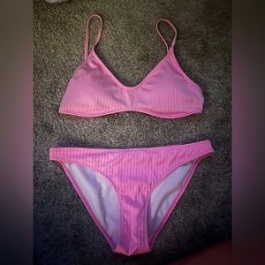 Light Pink Ribbed Bikini Set